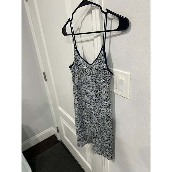 Vintage Natori II Paisley Sleeveless V-Neck Slip Dress Navy White Petite Sleep - Picture 3 of 9